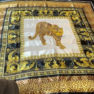 Leopard SCARF: DESIGNER INSPIRED (Black, Gold, Cream & Bronze)